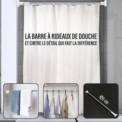 Tringle À Rideaux Sans Perçage Avec Barre De Serrage Réglable Pour Salle De Bain, Garde Robe.