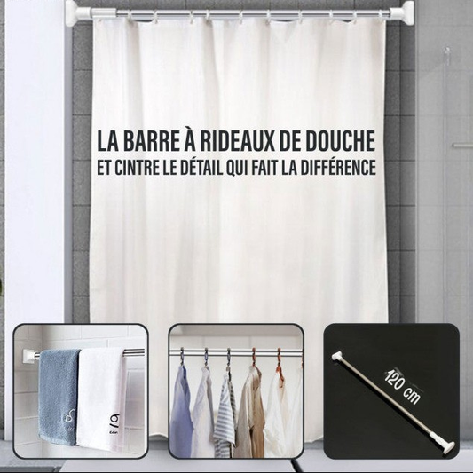 Tringle À Rideaux Sans Perçage Avec Barre De Serrage Réglable Pour Salle De Bain, Garde Robe.