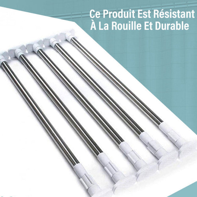 Tringle À Rideaux Sans Perçage Avec Barre De Serrage Réglable Pour Salle De Bain, Garde Robe.