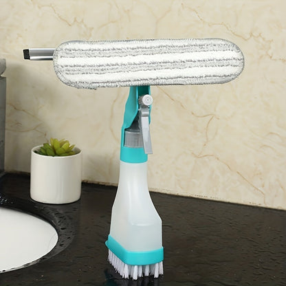 Nettoyeur de Vitres 4-en-1 avec Spray, Microfibre & Raclette