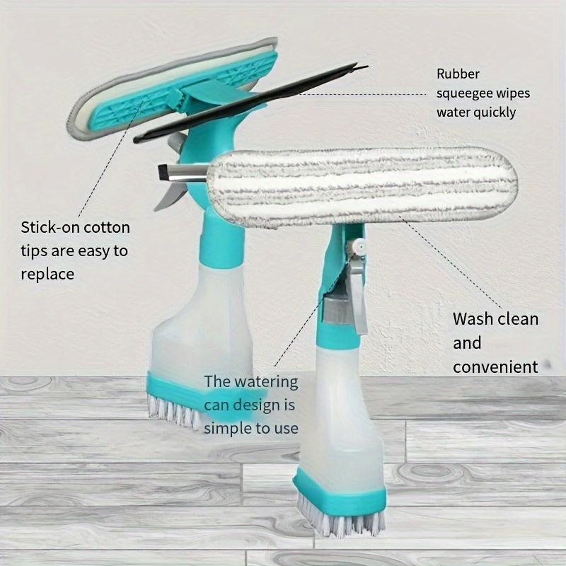 Nettoyeur de Vitres 4-en-1 avec Spray, Microfibre & Raclette