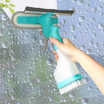 Nettoyeur de Vitres 4-en-1 avec Spray, Microfibre & Raclette
