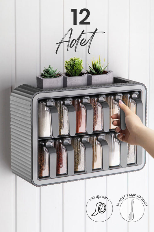 Pack de 12 Pots à Épices "Chef Master" – Mural & Organisé