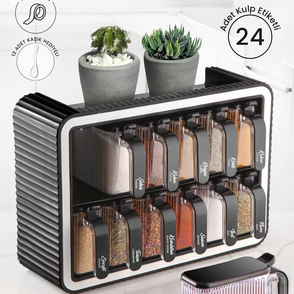 Pack de 12 Pots à Épices "Chef Master" – Mural & Organisé