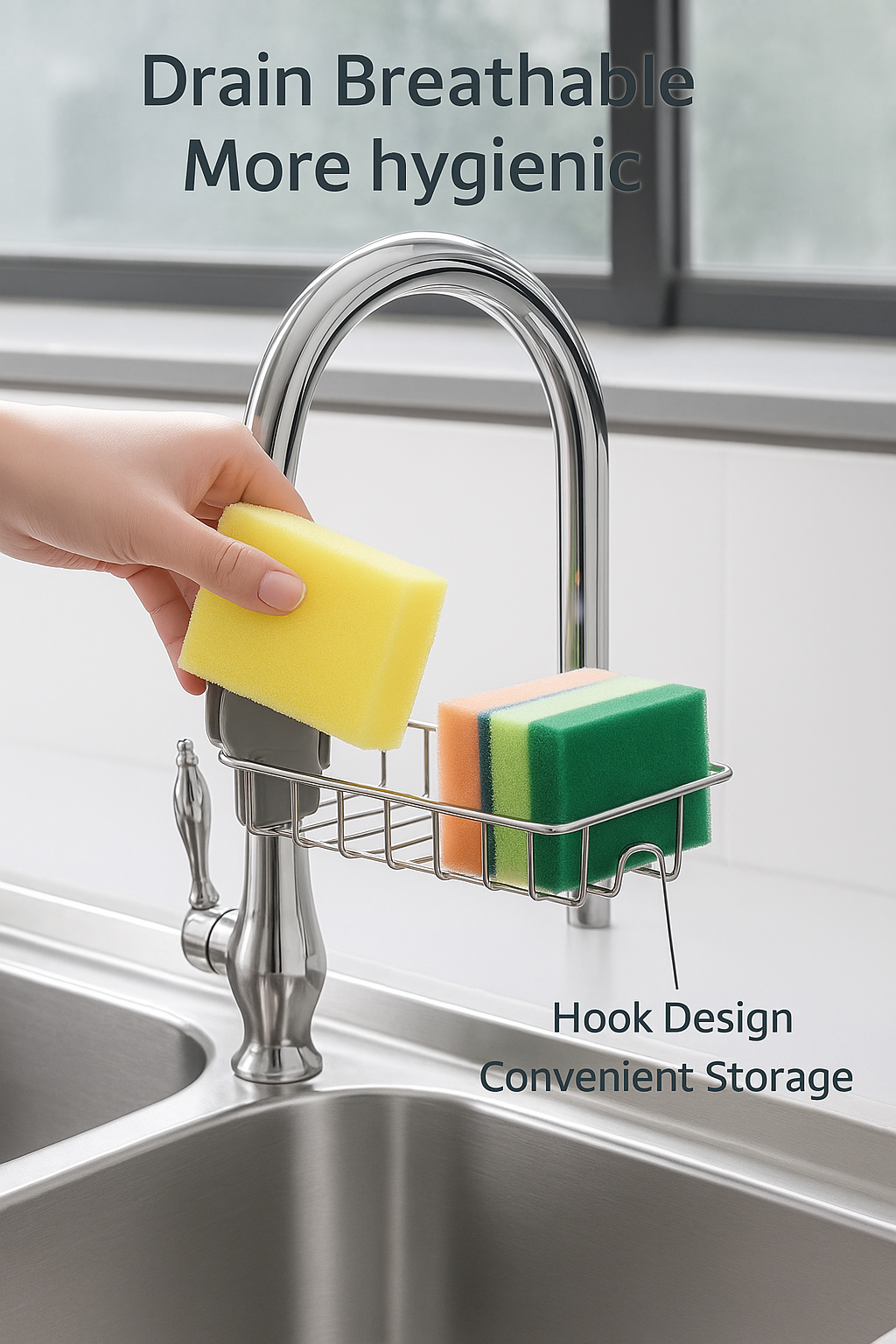 Porte éponge fixation sur robinet