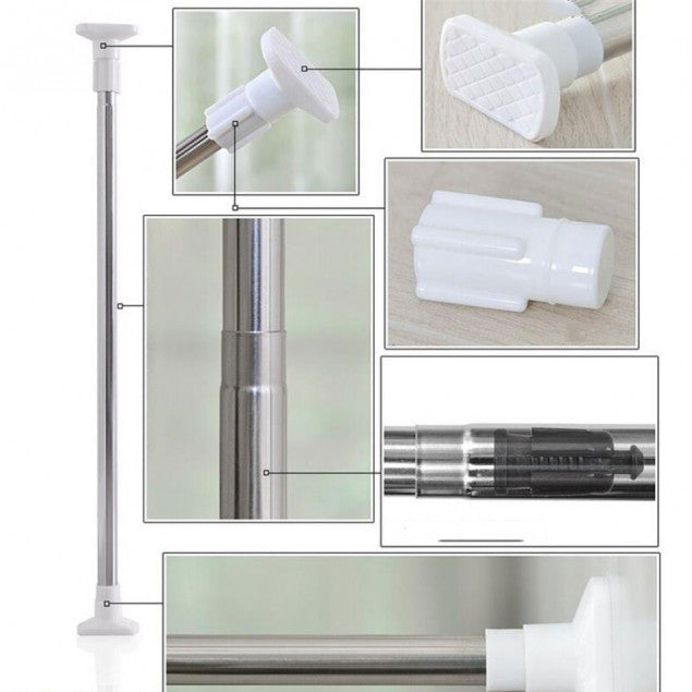 Tringle À Rideaux Sans Perçage Avec Barre De Serrage Réglable Pour Salle De Bain, Garde Robe.