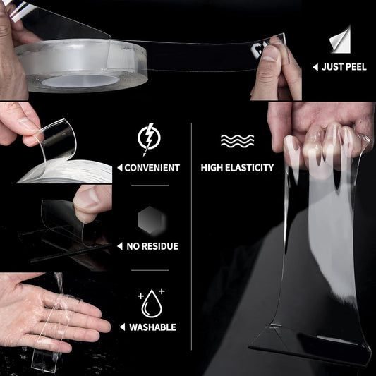 Ruban Adhésif Nano Double Face Réutilisable – Fixation Ultra Puissante Sans Trace