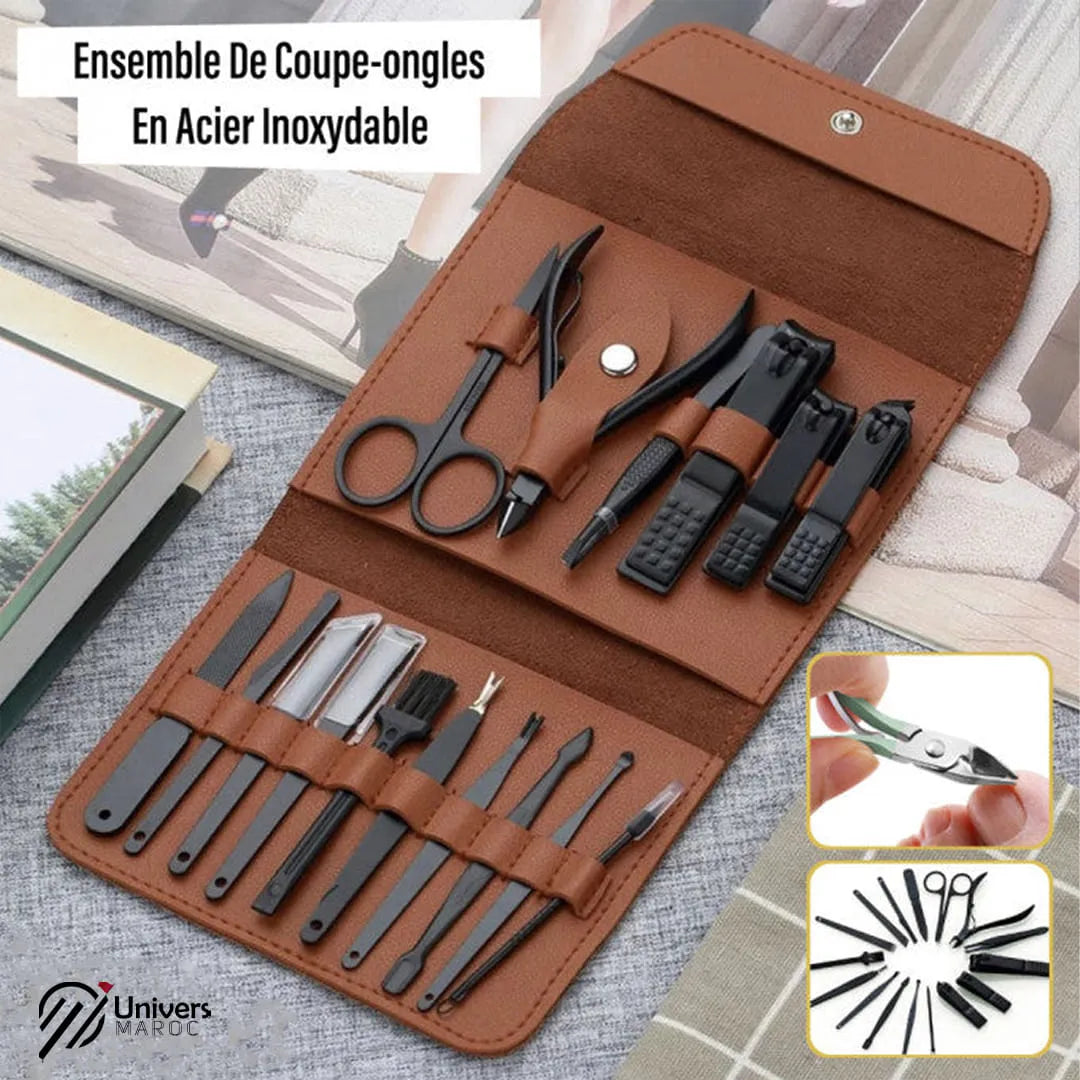 Kit D’accessoires De Manucure Professionnel 16x1 En Acier Inoxydable, Soin, Art, Cuticule, Ciseaux, Coupe-ongles.😎