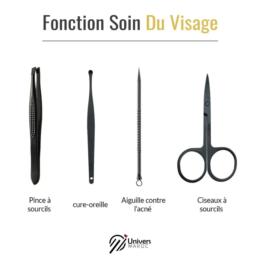 Kit D’accessoires De Manucure Professionnel 16x1 En Acier Inoxydable, Soin, Art, Cuticule, Ciseaux, Coupe-ongles.😎