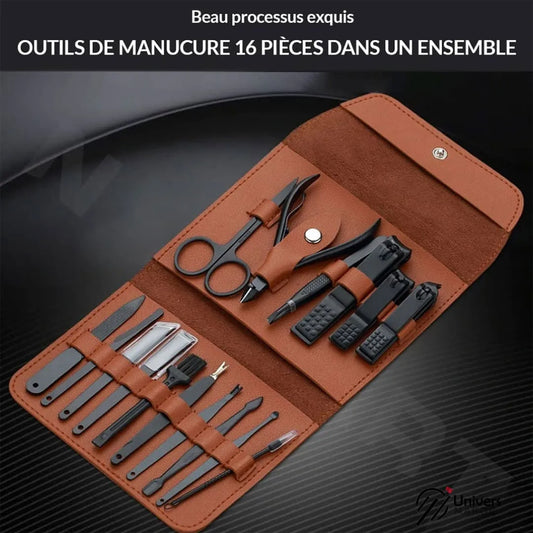Kit D’accessoires De Manucure Professionnel 16x1 En Acier Inoxydable, Soin, Art, Cuticule, Ciseaux, Coupe-ongles.😎