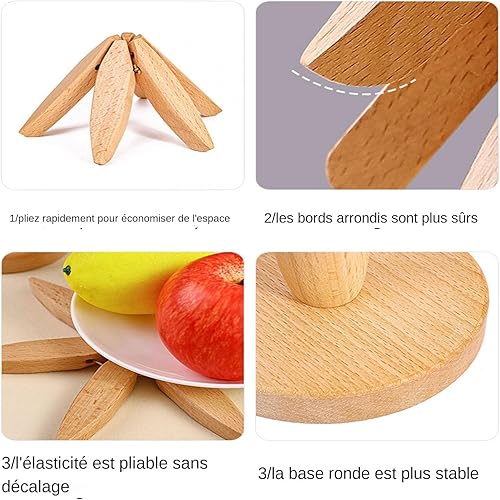 4 Pcs Dessous de plat en bois – sous-plat résistant à la chaleur