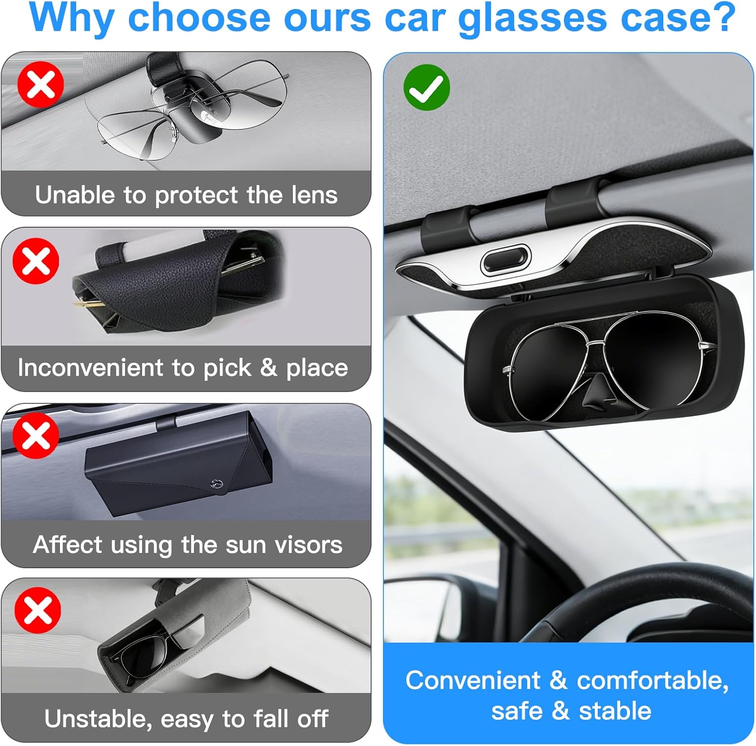 Comparaison boîtier lunettes voiture