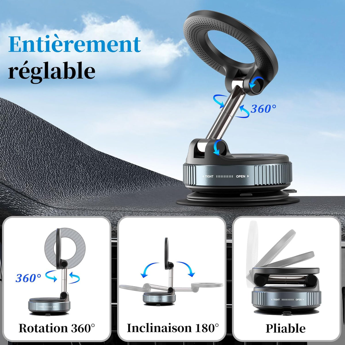 Support téléphone réglable 360 degrés