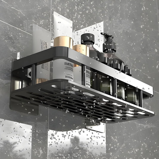 2 Étagères Murale Adhésive en Aluminium – Organisation Sans Perçage pour Cuisine & Salle de Bain