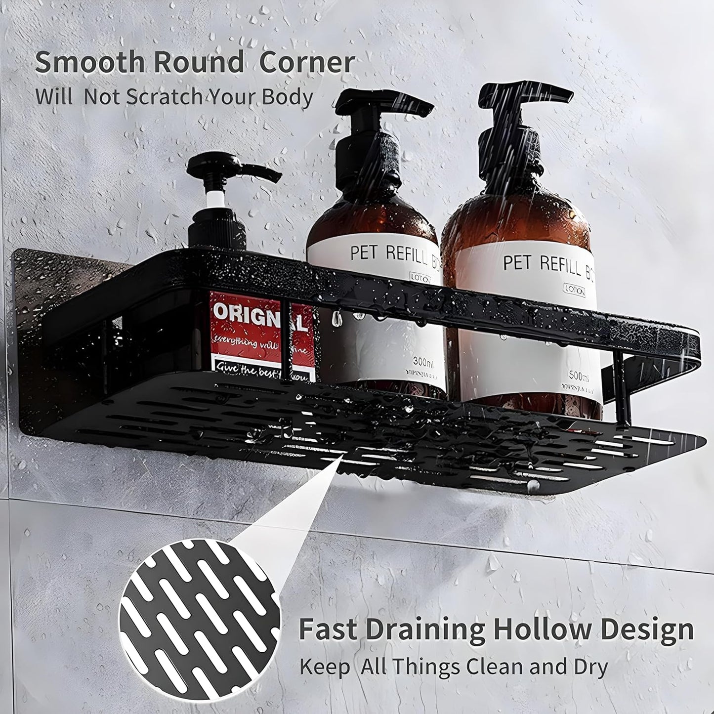 2 Étagères Murale Adhésive en Aluminium – Organisation Sans Perçage pour Cuisine & Salle de Bain