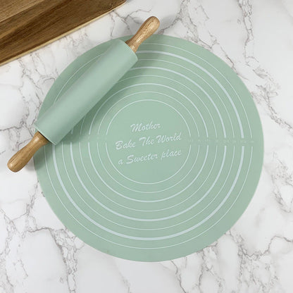 Kit Pâtisserie 2-en-1 – Tapis Silicone Antiadhésif + Rouleau à Pâtisserie.