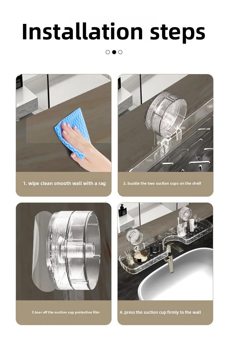 Étagère de Salle de Bain à Ventouse – Rangement Pratique Sans Perçage