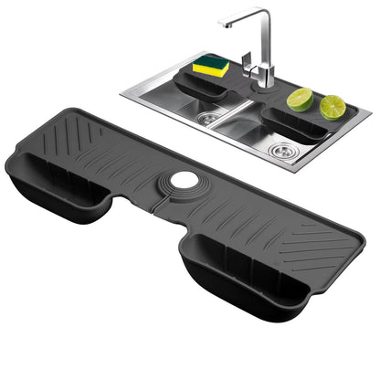 Tapis Égouttoir en Silicone pour Robinet avec 2 Porte-Éponges