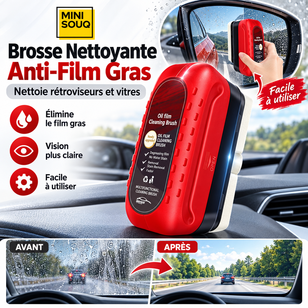 Nettoyant Film Gras pour Vitres Auto – Pare-Brise & Rétroviseurs