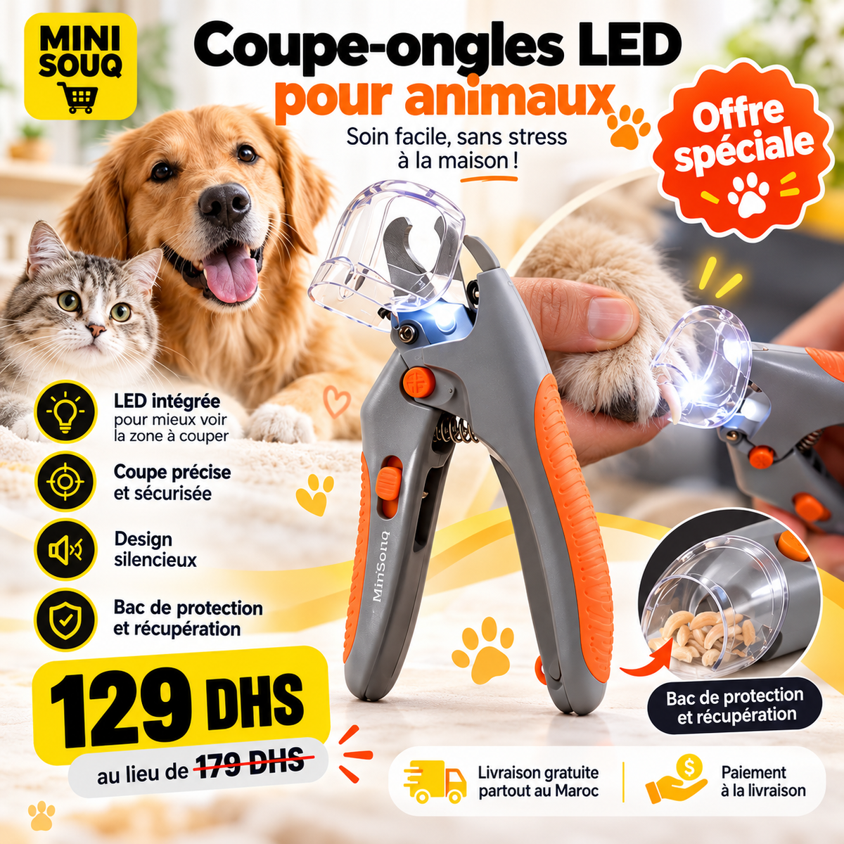 Coupe-Griffes LED pour Chien & Chat – Coupe Précise & Sécurisée
