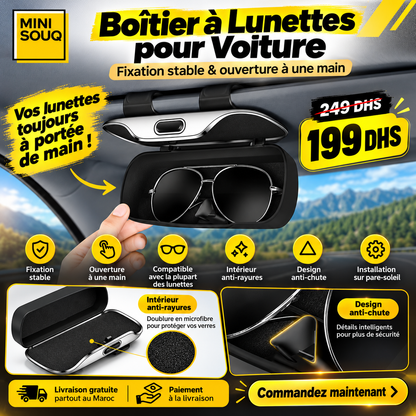 Boîtier à Lunettes pour Voiture – Fixation Stable & Ouverture à Une Main