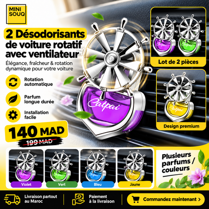 2 Désodorisants de voiture rotatif avec ventilateur