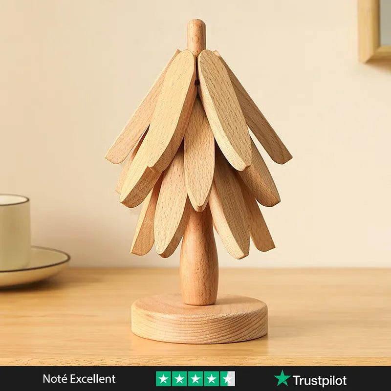 4 Pcs Dessous de plat en bois – sous-plat résistant à la chaleur